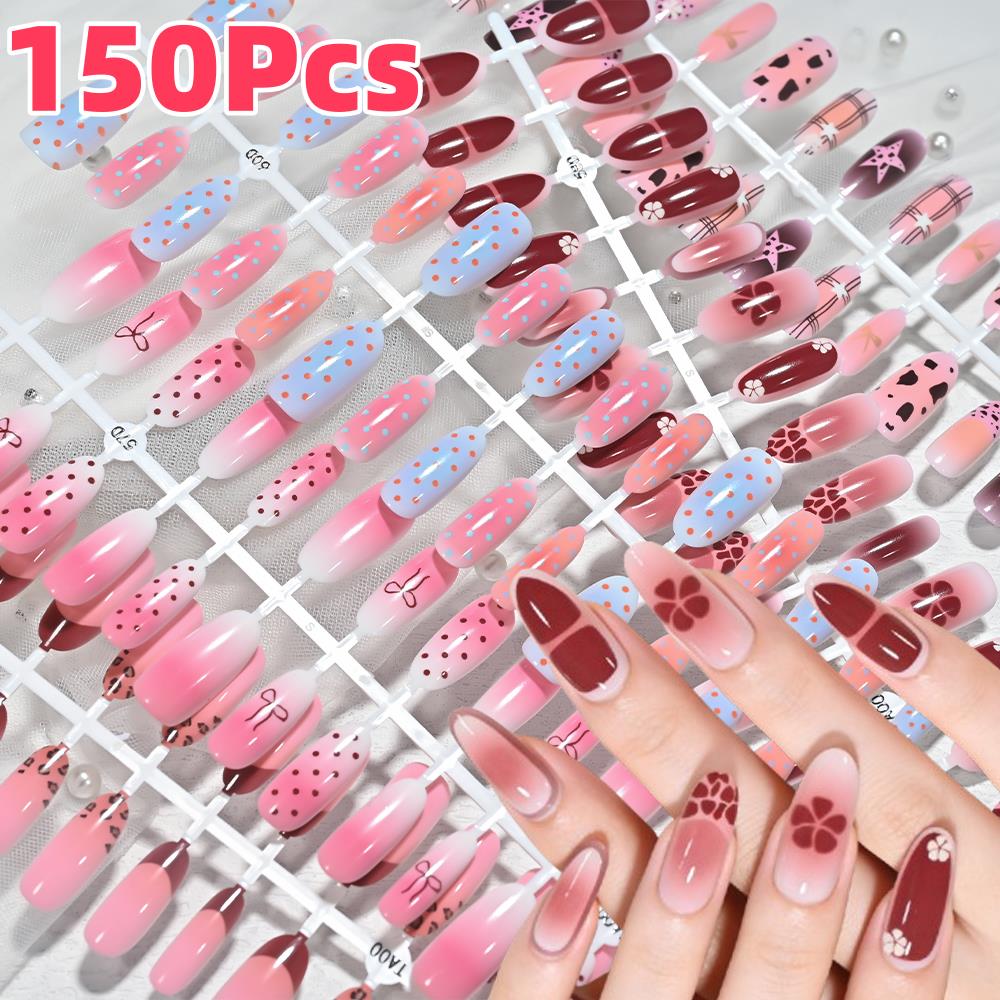 Pressed Flower Art - 150 szt. Różowo-Niebieskie Ombre Leopard Polka