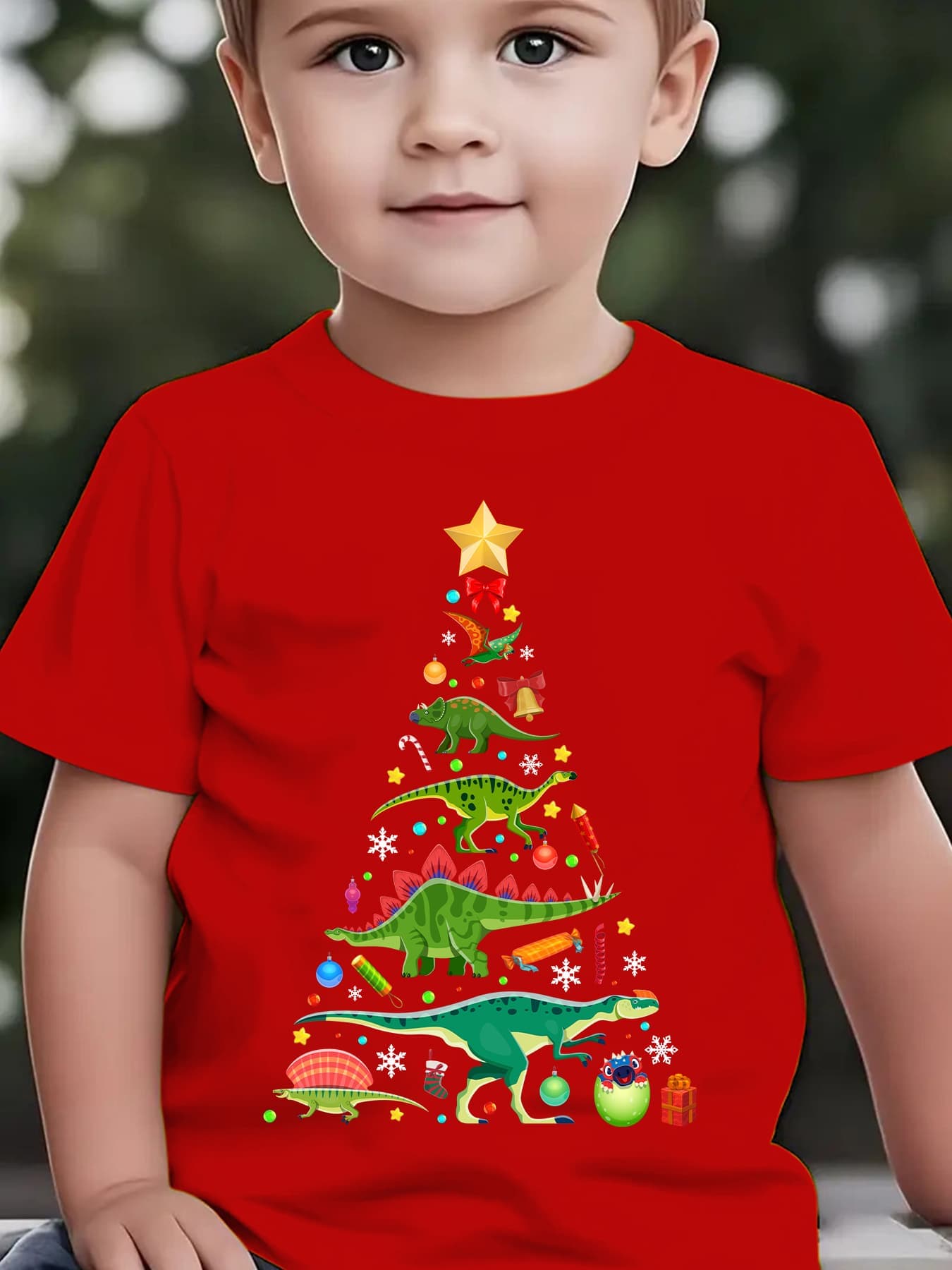 Family Tree Print - BOŻE NARODZENIE Świąteczny Letni Dziecięcy T-shirt